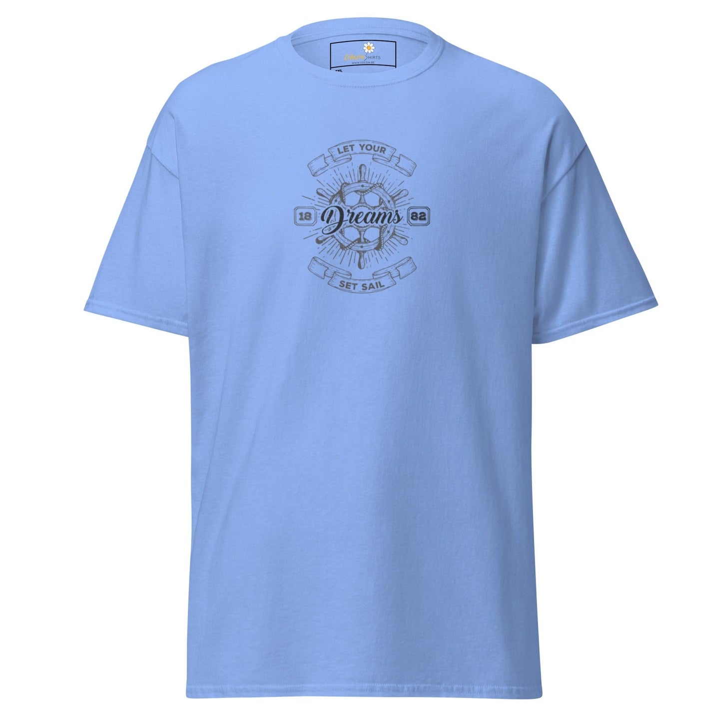 Light blue nautical design T-shirt for men and women in sizes 2XL to 5XL
