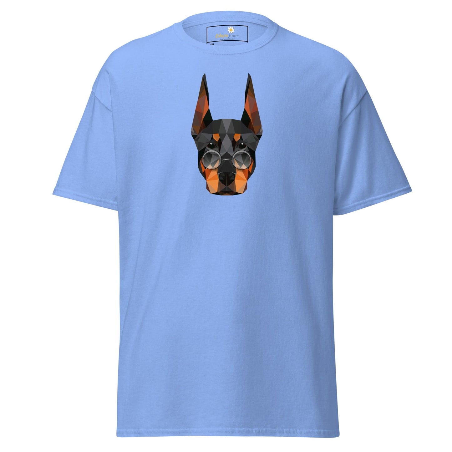 Light blue T-shirt with geometric dog design for men and women in 2XL to 5XL sizes