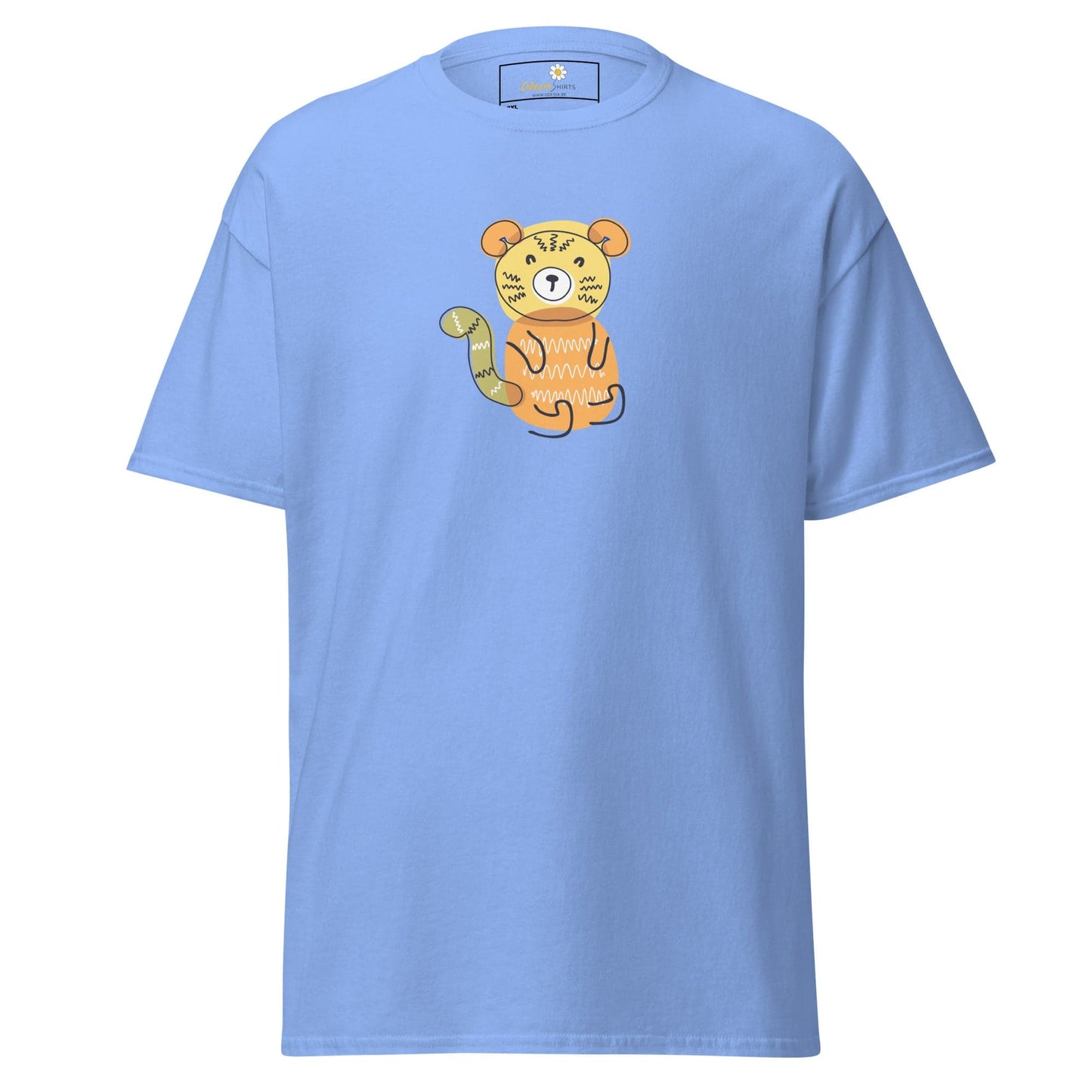 Light blue T-shirt with tiger graphic suitable for men and women in sizes 2XL to 5XL