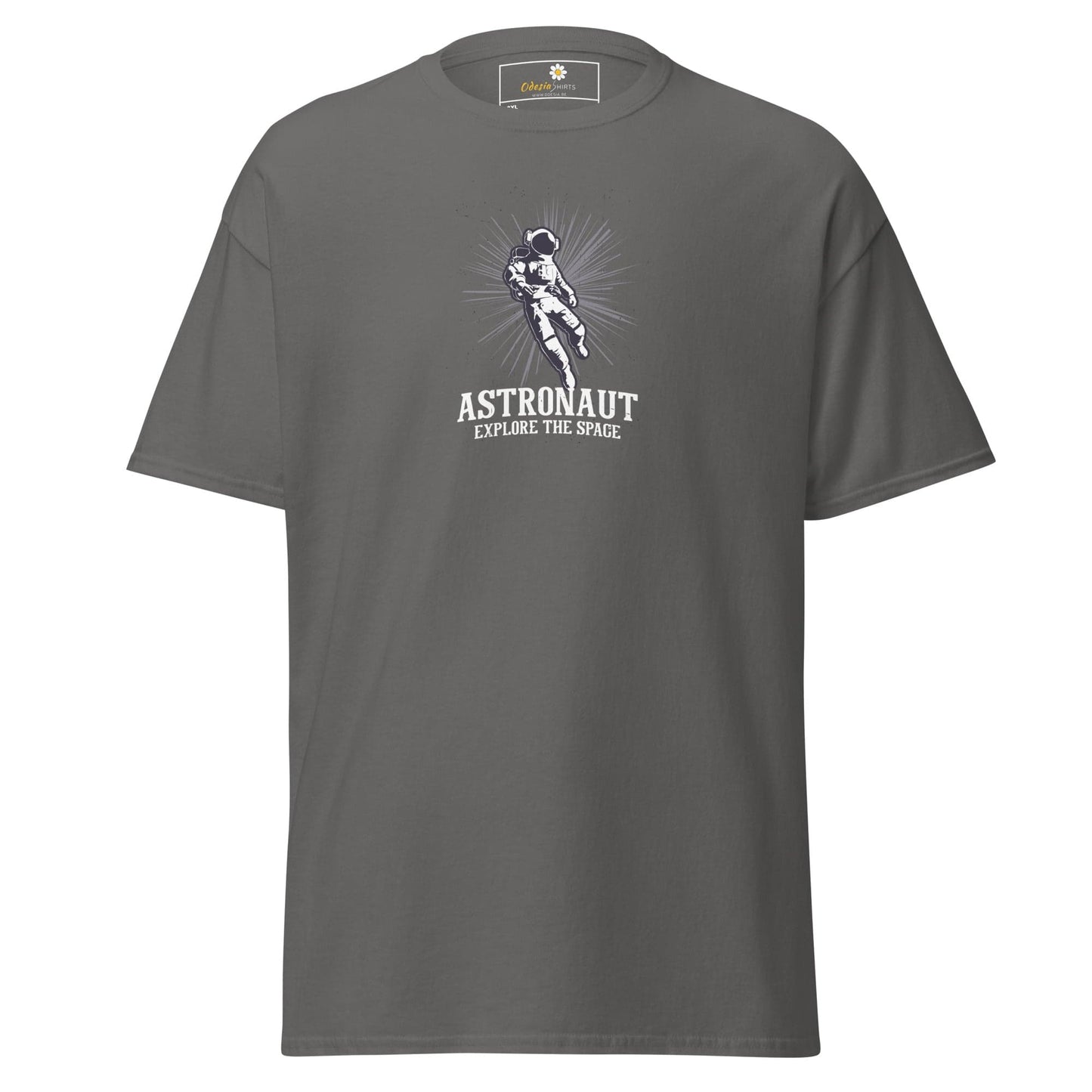 Gray T-shirt with astronaut graphic from T-SHIRT DESIGN TEE for MEN and WOMEN in 2XL to 5XL