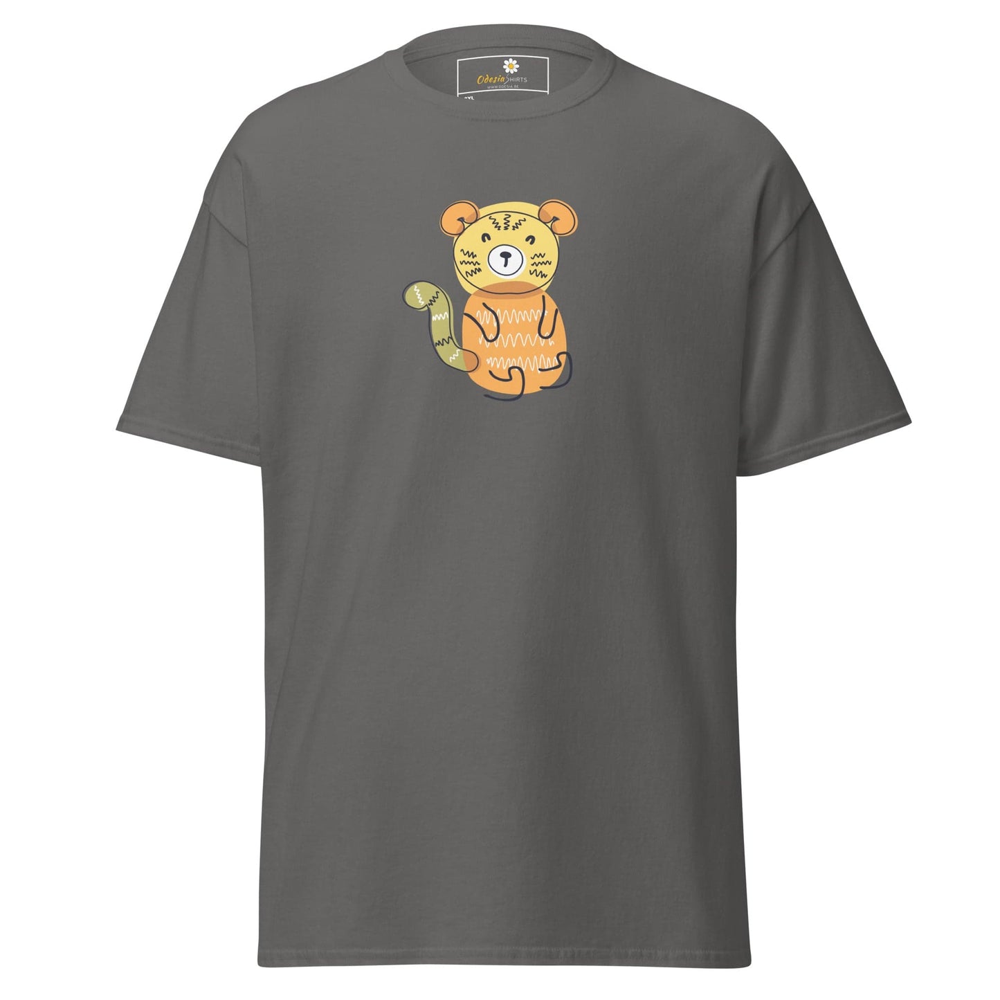 Gray T-shirt with tiger graphic from T-SHIRT DESIGN TEE for men and women in 2XL to 5XL