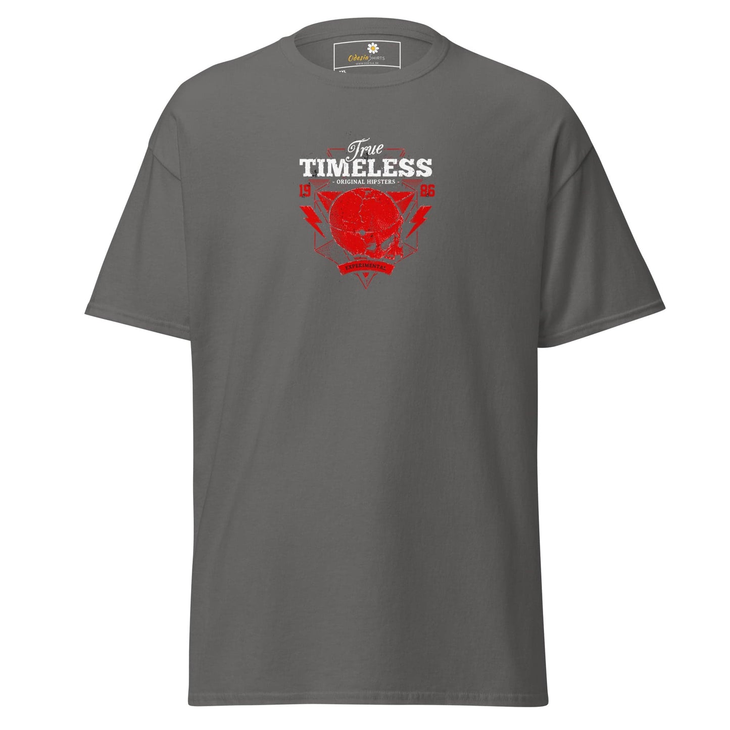 Gray t-shirt featuring a red graphic design for men and women in 2XL to 5XL sizes