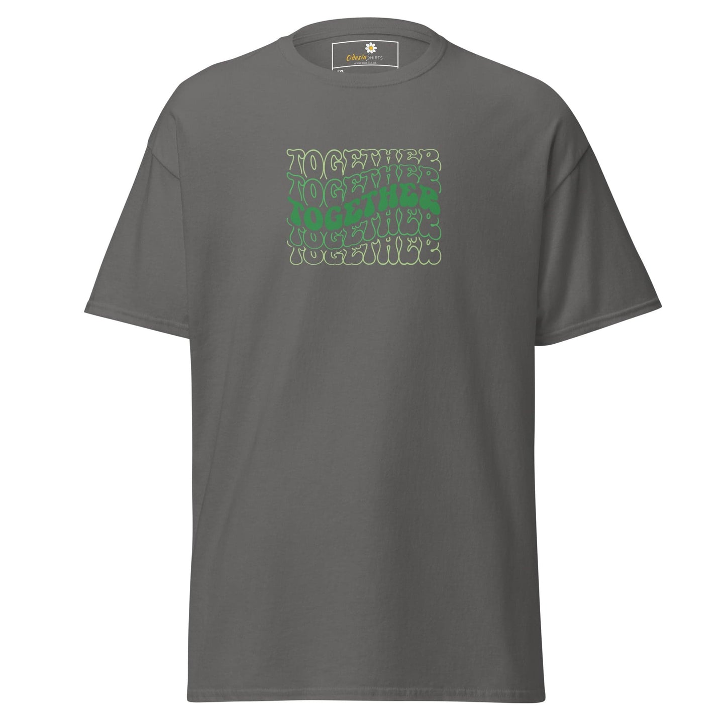 Gray t-shirt with green text from T-SHIRT DESIGN TEE for Men and Women in 2XL to 5XL