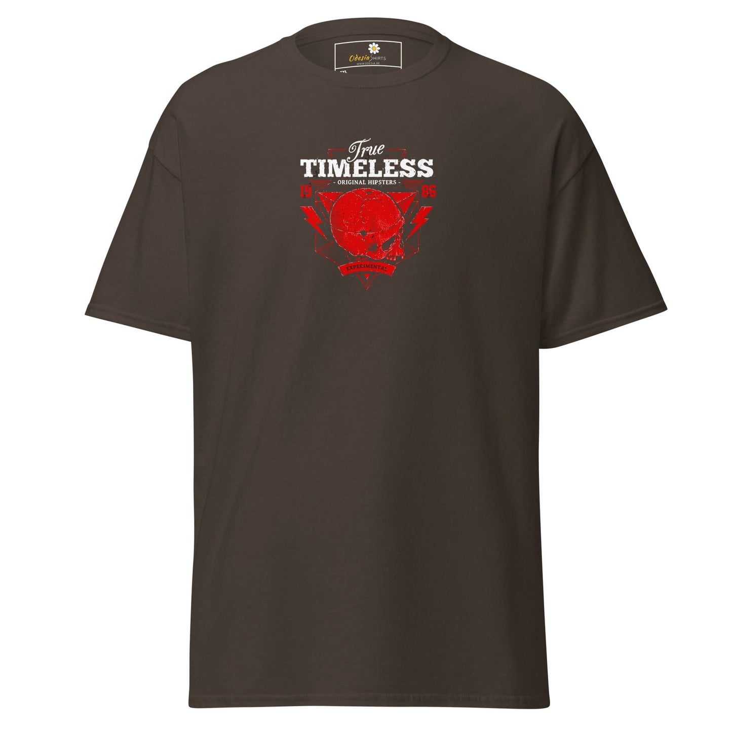 Brown T-shirt with red skull graphic for men and women in 2XL to 5XL size