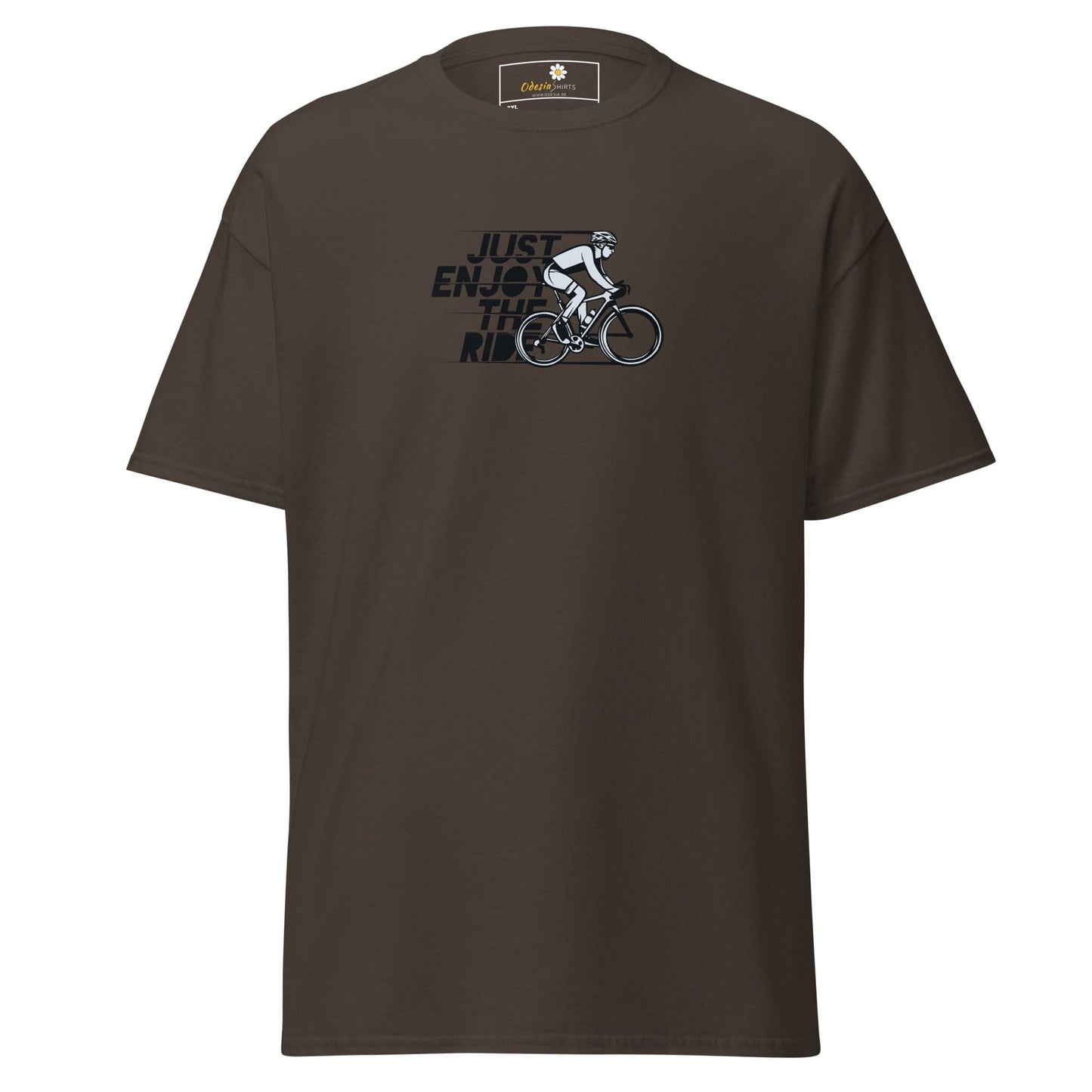 Brown T-Shirt with Cyclist Graphic for Men and Women in Sizes 2XL to 5XL