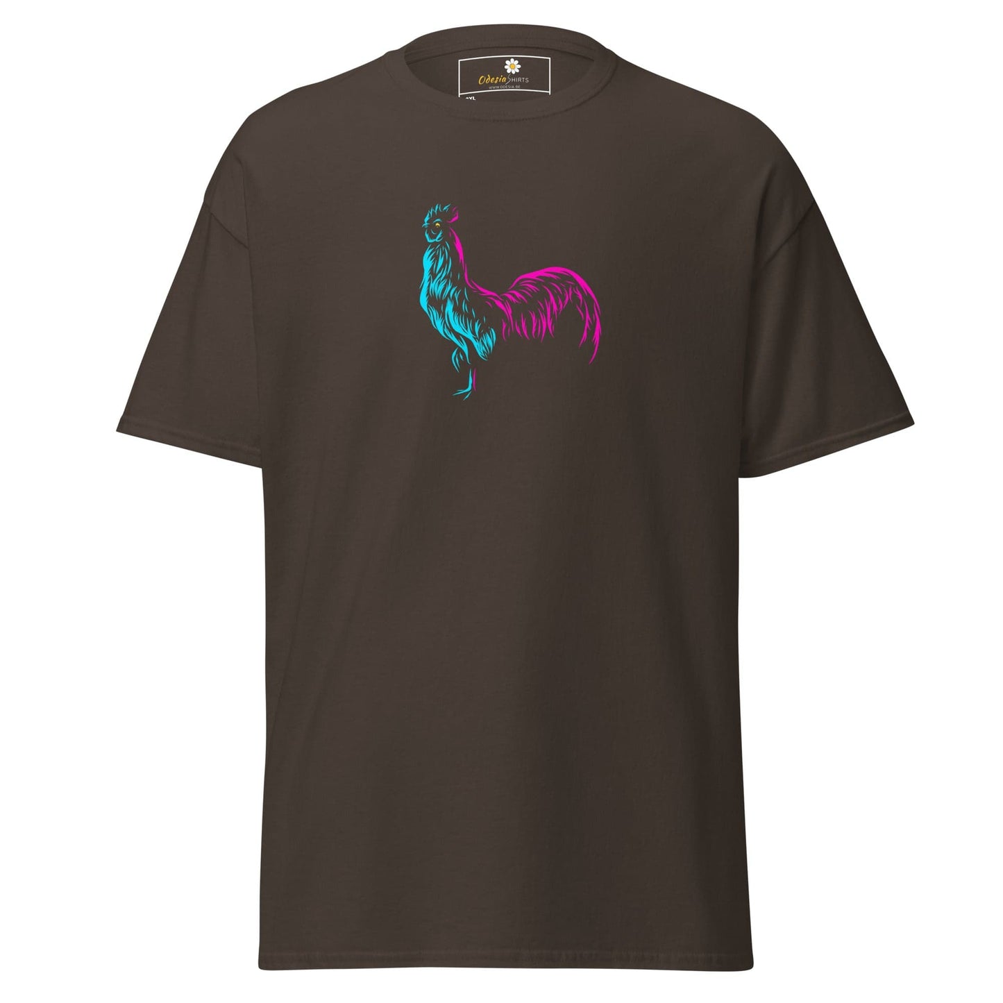 Brown T-Shirt with Rooster Design for Men and Women in Sizes 2XL to 5XL
