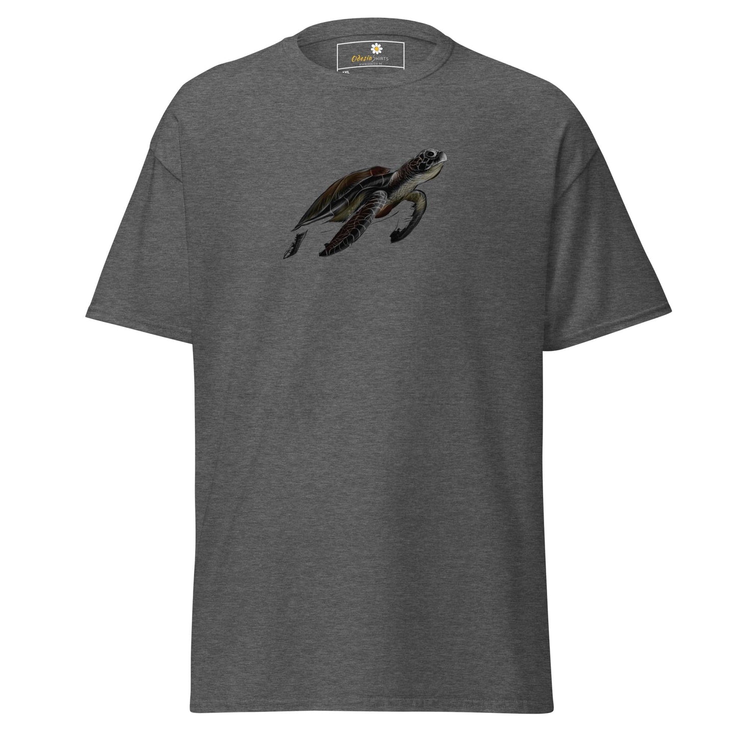 Gray T-shirt with turtle graphic for men and women in 2XL to 5XL sizes