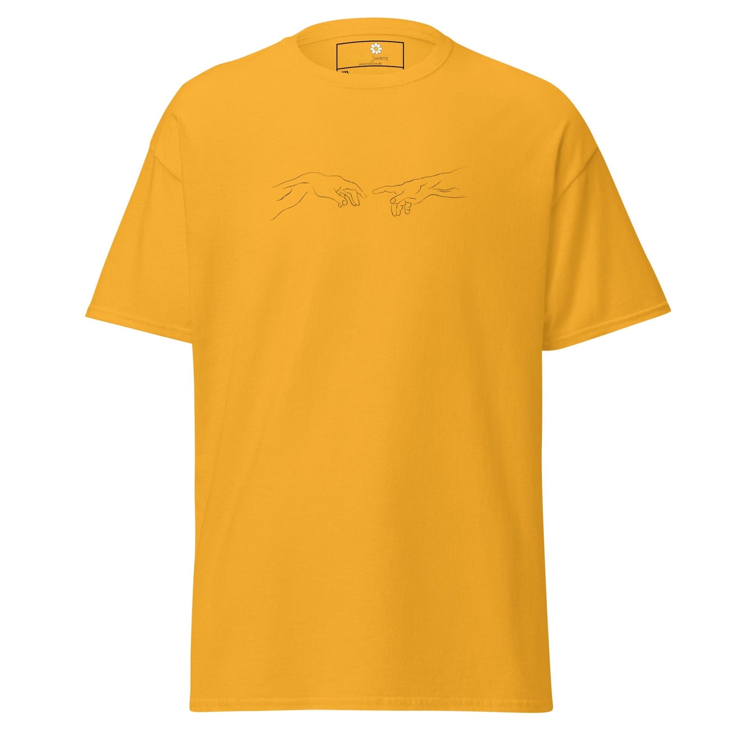 Golden yellow T-shirt with hand-designed graphic for Men and Women in 2XL to 5XL sizes