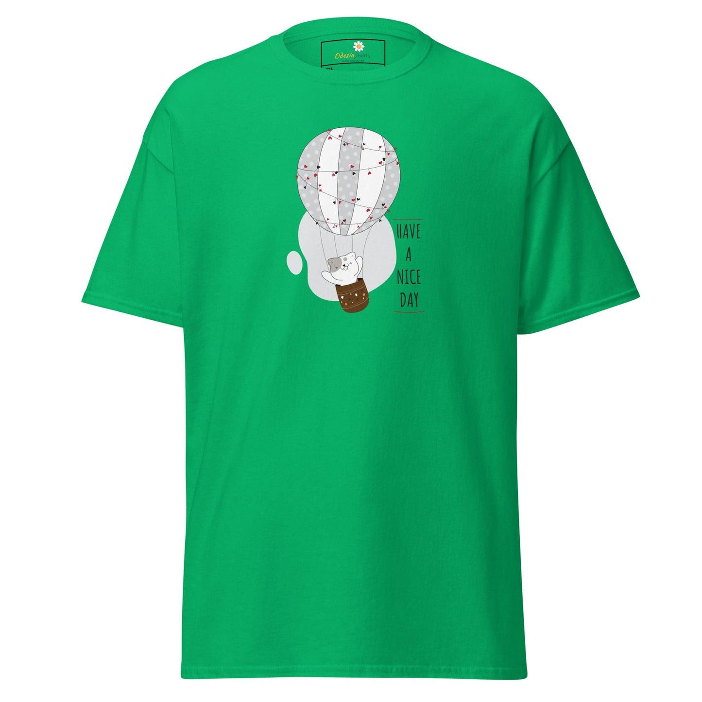 Green T-shirt with cartoon balloon graphic for Men and Women size 2XL to 5XL