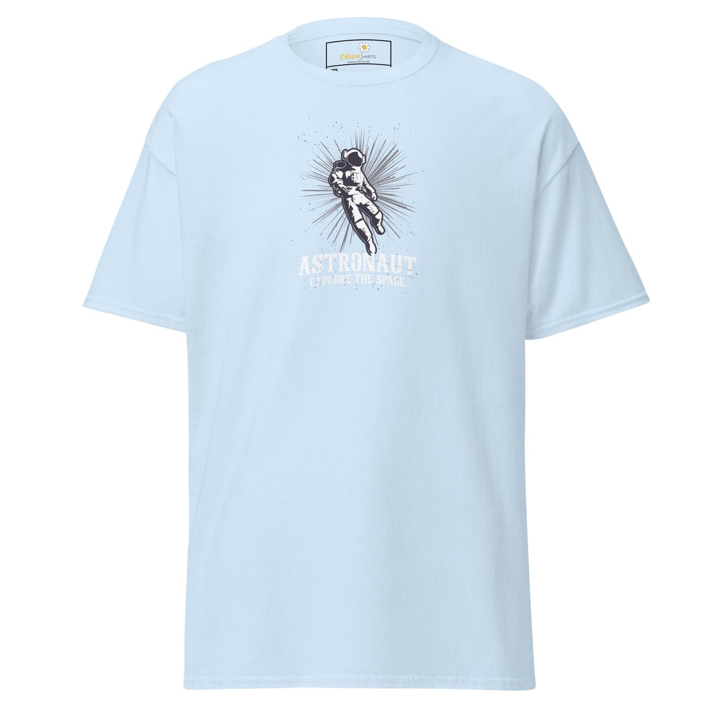 Light blue graphic men’s and women’s T-shirt available in 2XL to 5XL sizes