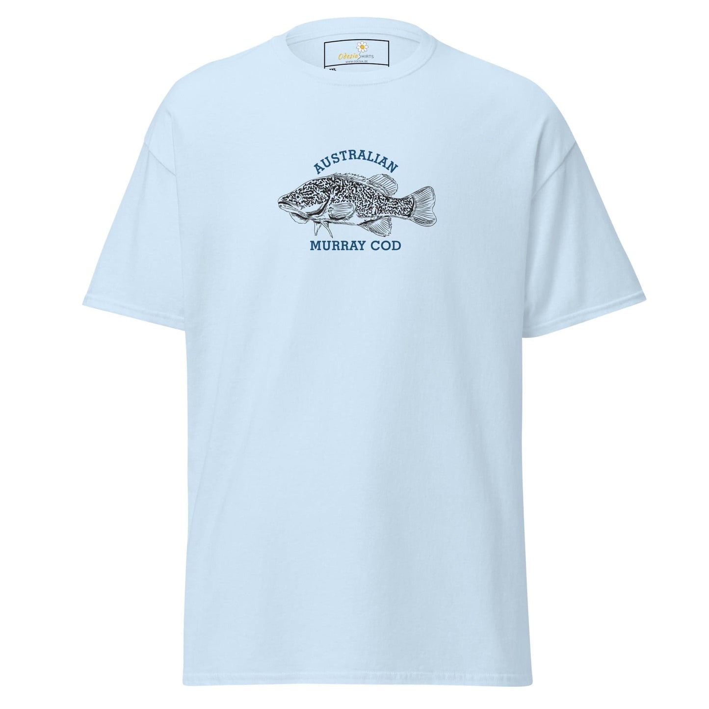 Light blue T-shirt with fish graphic for Men and Women in 2XL to 5XL sizes