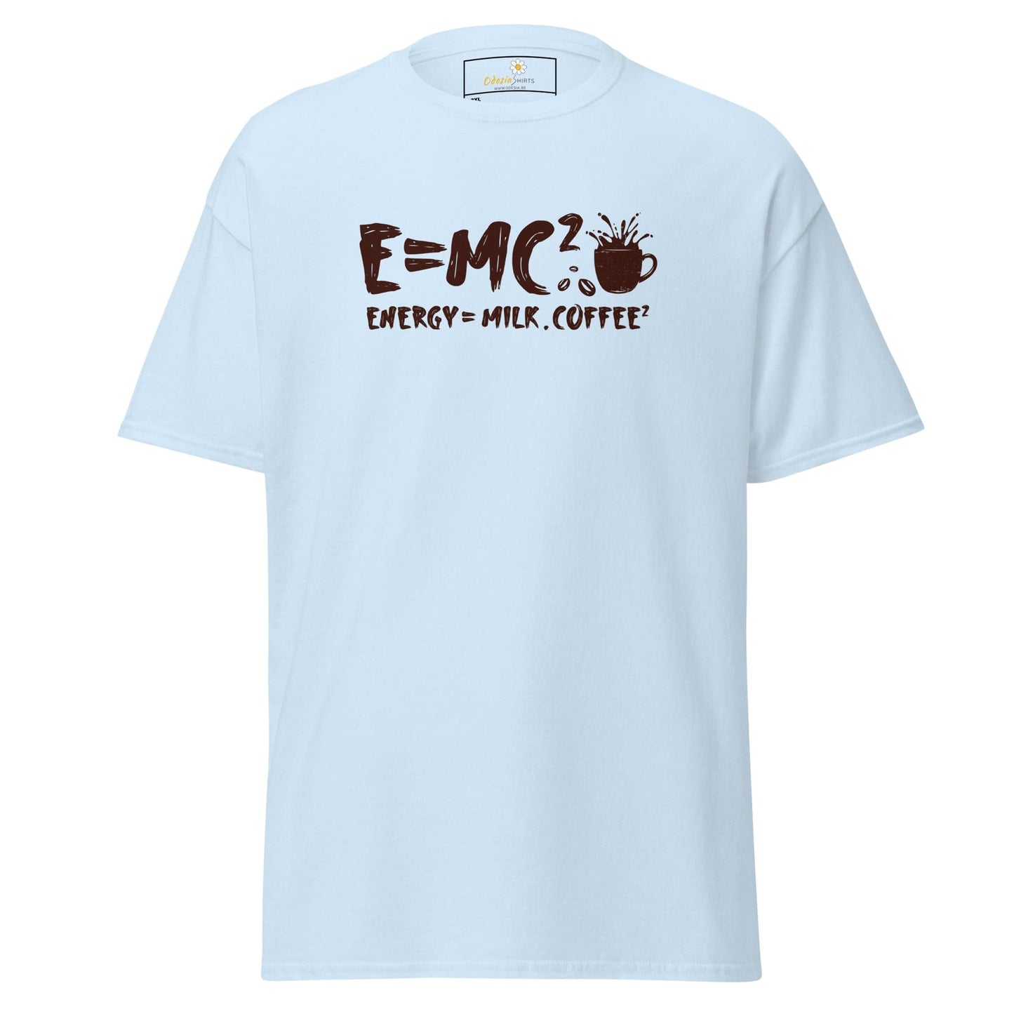 Light blue t-shirt with a coffee-themed equation.