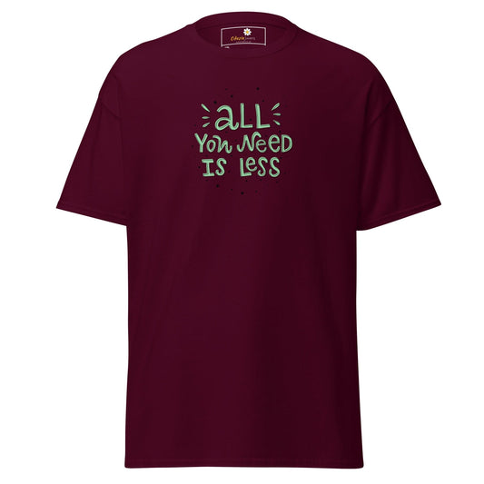 Maroon T-shirt with light green text design, available in 2XL to 5XL for men and women