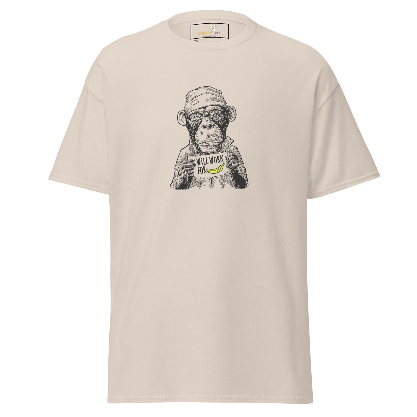 Beige T-shirt with monkey graphic from T-SHIRT DESIGN TEE for Men and Women in 2XL-5XL