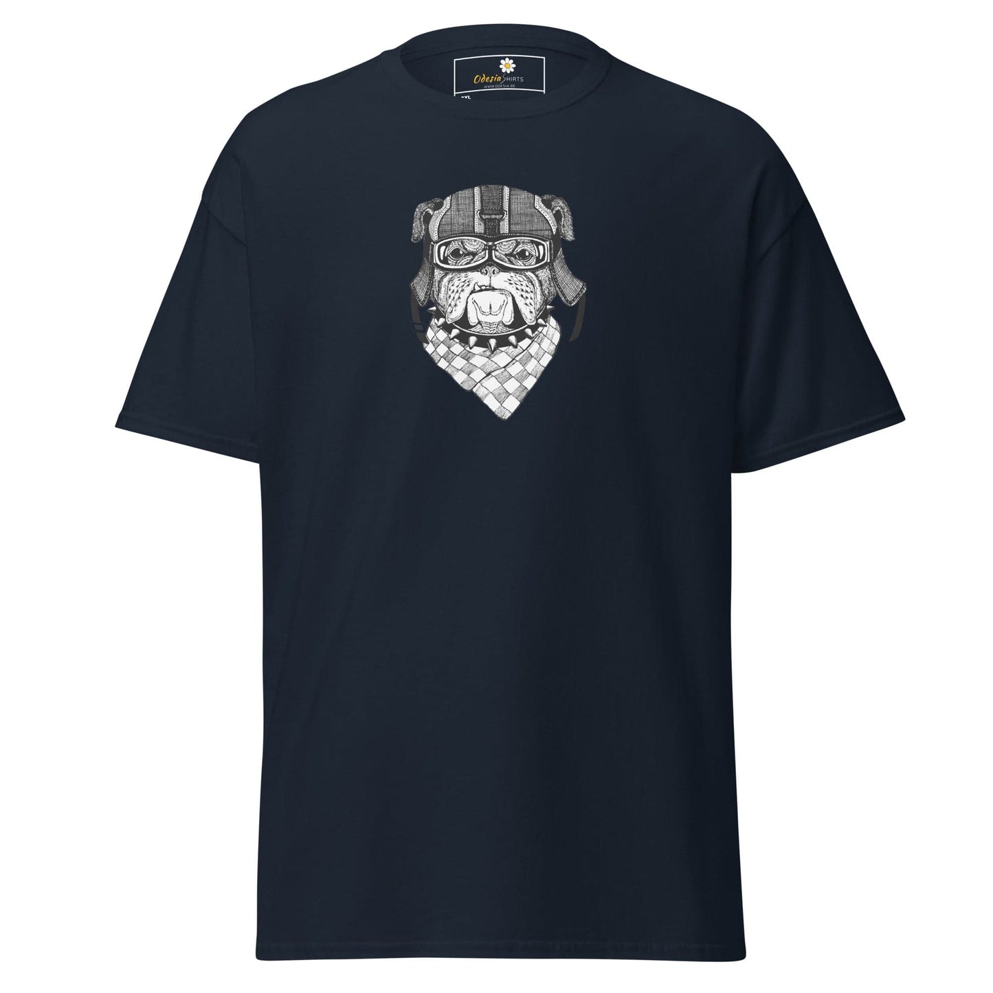 Navy blue T-shirt with dog graphic for men and women in 2XL to 5XL sizes