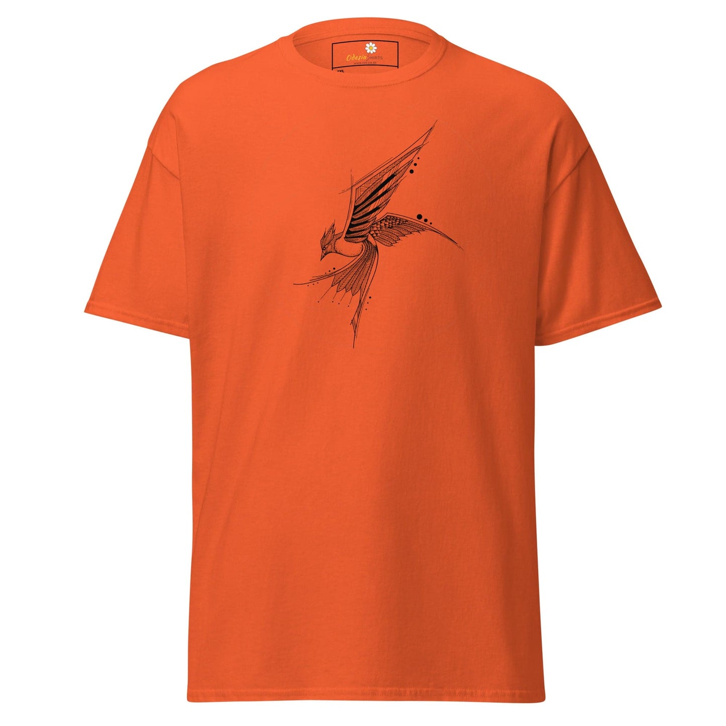 Orange T-shirt with Bird Design for Men and Women in 2XL to 5XL sizes