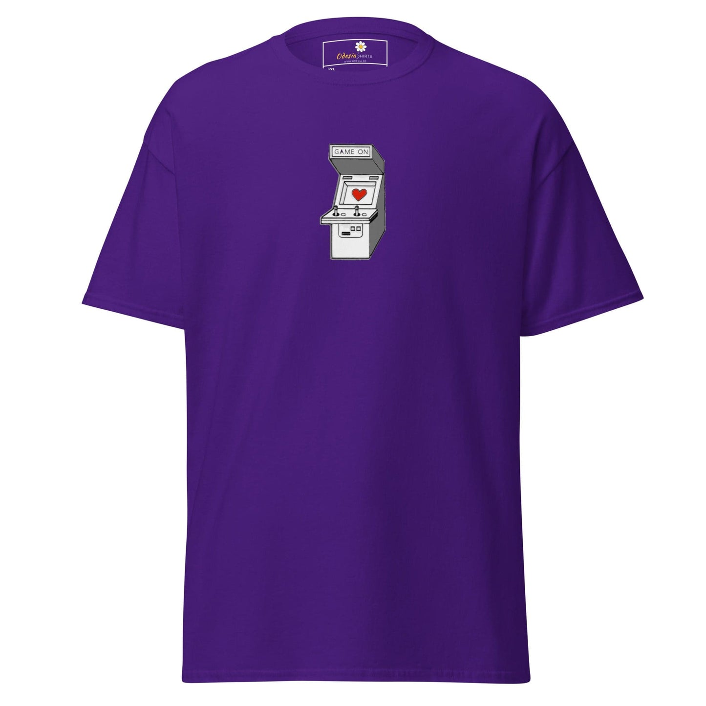 Purple T-Shirt with Arcade Game Graphic for Men and Women in 2XL to 5XL sizes