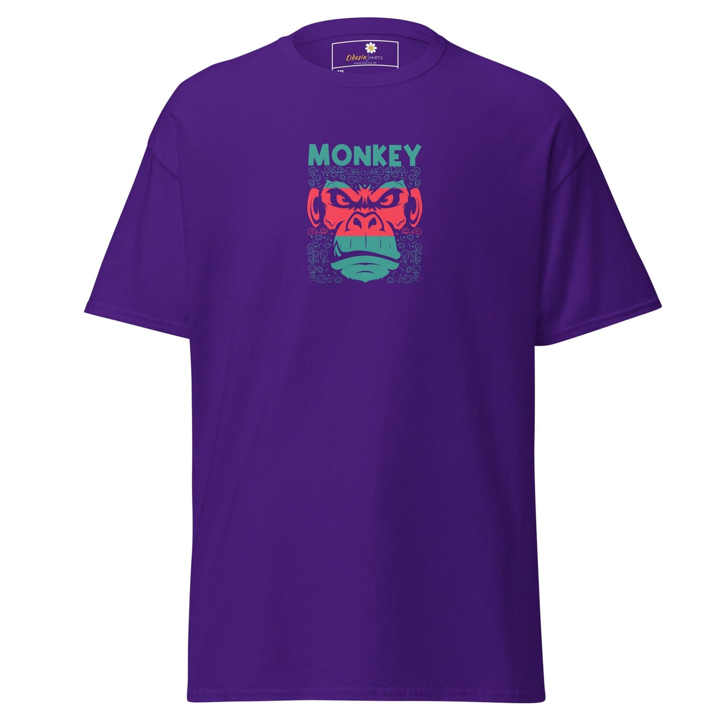 Purple T-shirt with monkey graphic from T-SHIRT DESIGN TEE for Men and Women in 2XL-5XL