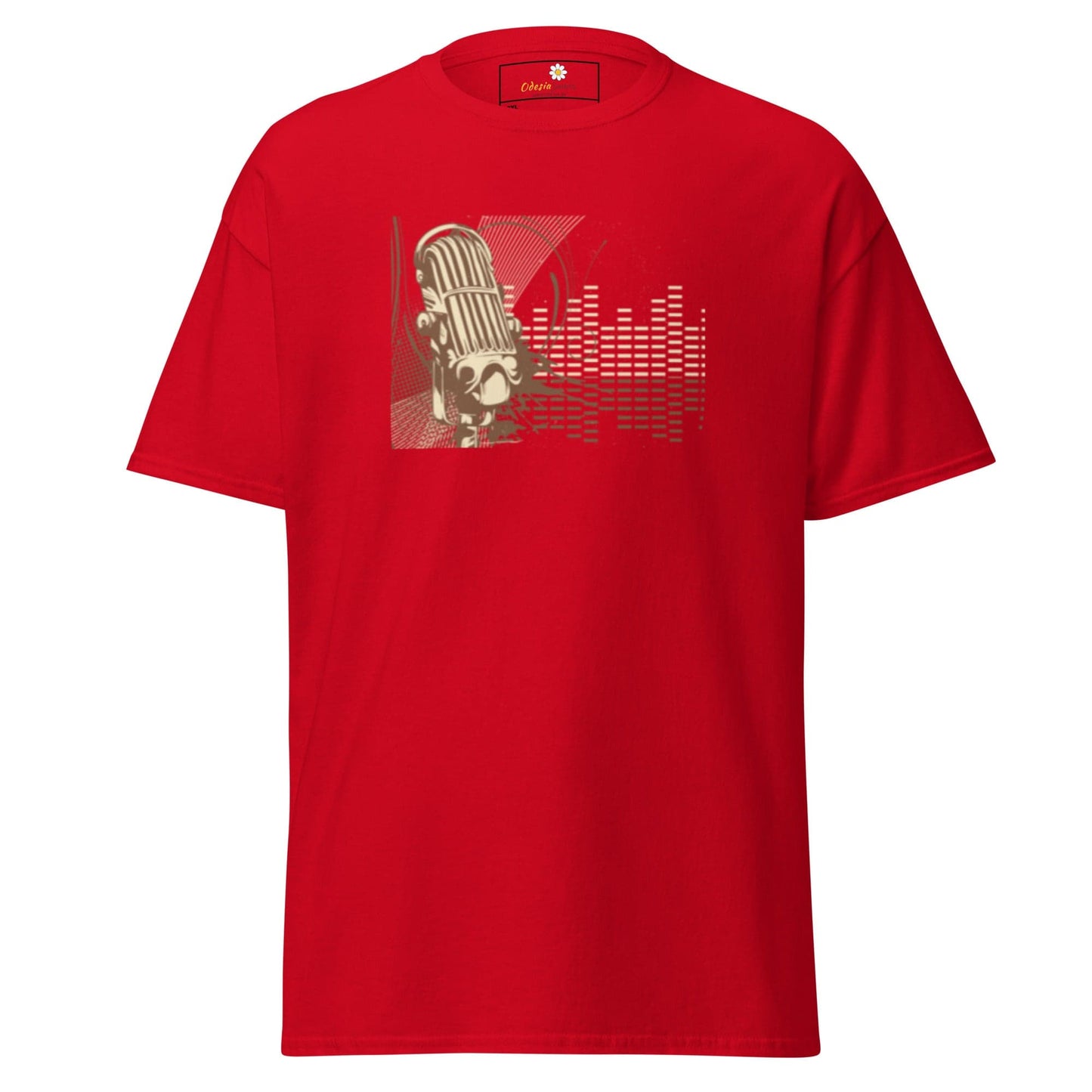 Red T-shirt with microphone graphic for Men and Women in 2XL to 5XL sizes