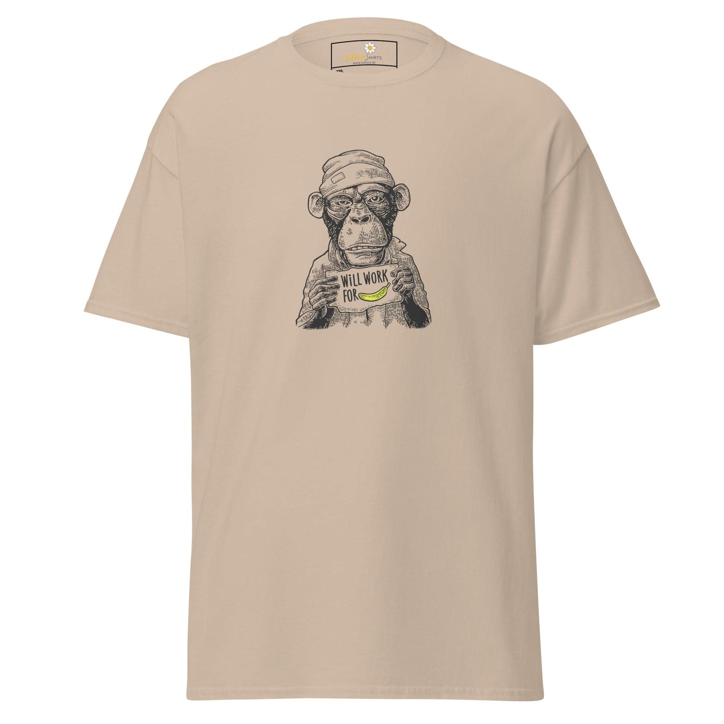 Beige T-shirt with monkey graphic from T-SHIRT DESIGN TEE for Men and Women in larger sizes