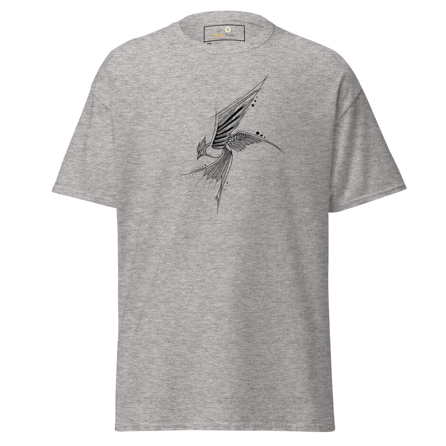 Gray T-shirt with bird design from T-SHIRT DESIGN TEE for Men and Women in 2XL to 5XL