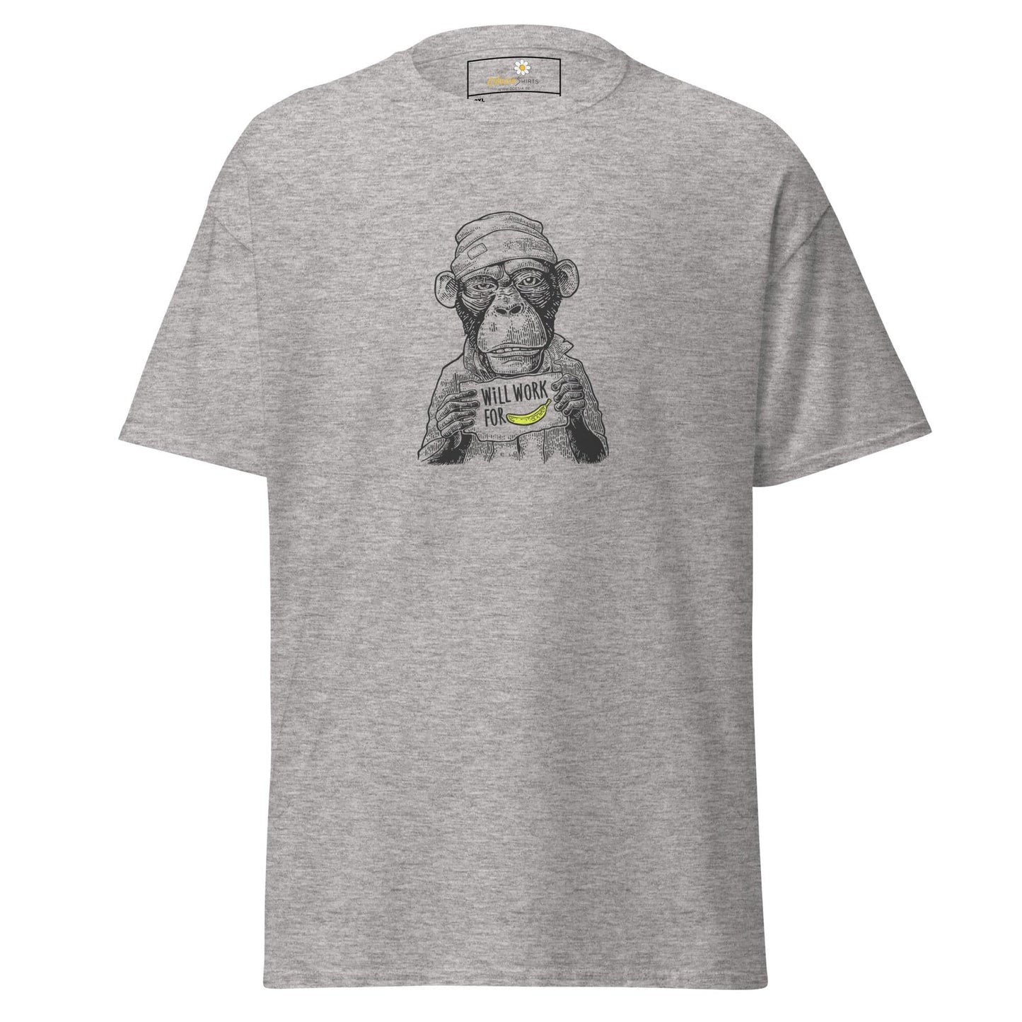 Gray T-shirt with Monkey graphic for Men and Women in 2XL to 5XL sizes