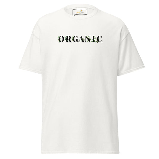 White T-shirt with ORGANIC text, suitable for Men and Women, available in 2XL to 5XL